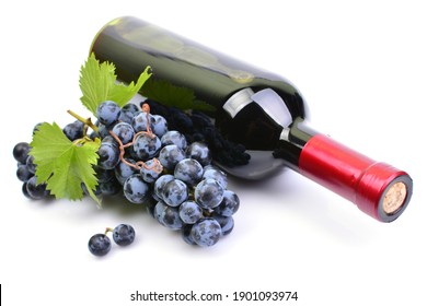 A Bottle Of Wine On A White Background