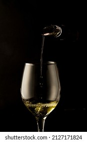 Bottled Wine Dispenser Serving White Wine In High Quality Glass