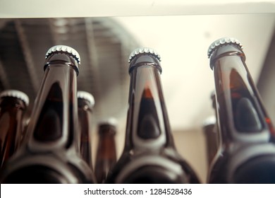 Bottles Of Beer In A Fridge