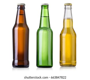 Bottles Of Beer On White Background