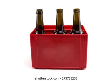 Bottles in case isolated on a white background.