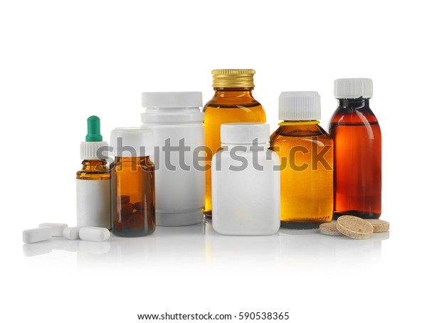 Bottles Cough Syrup Pills Medicines Isolated Stock Photo (Edit Now ...