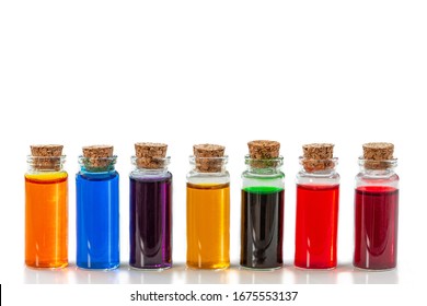 Bottles Of Food Coloring Isolated On White Background