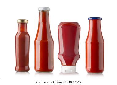 Bottles of Ketchup isolated on white background 