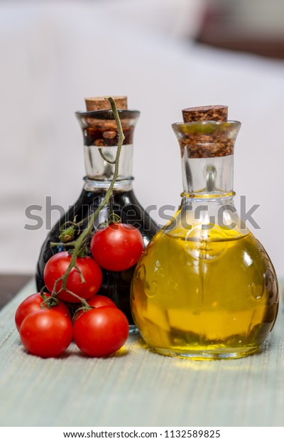 Bottles Olive Oil Vinegar Restaurant Restaurant Stock Photo Edit