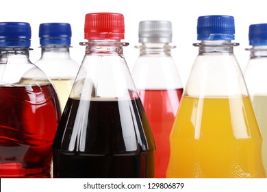 Bottles With Soft Drinks, Isolated On A White Background