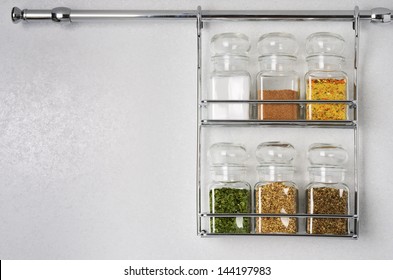  Bottles with spices and seasonings. With space for your text.