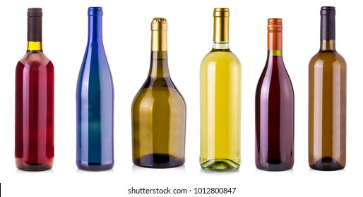  bottles of wine  isolated on white background