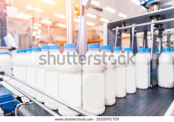 Bottling milk production line factory, industry\
equipment dairy plant.