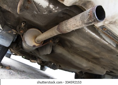 Bottom Of A Car Showing The Exhaust System