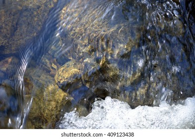 the bottom of a clear stream