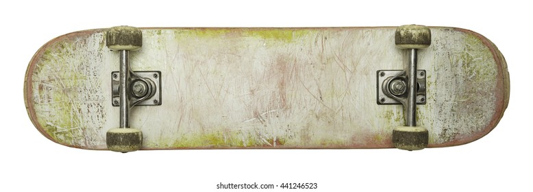 Bottom of Used Skate Board with Copy Space Isolated on White Background. - Powered by Shutterstock