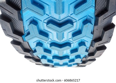 Bottom View Of Fromt Part Of Colorful Running Shoe Sole Isolated On White