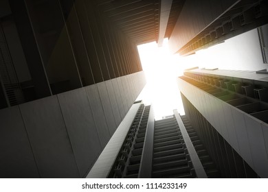 Bottom view of modern skyscraper