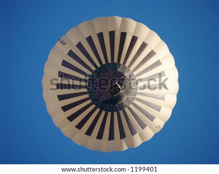 bottom view striped hot air balloon