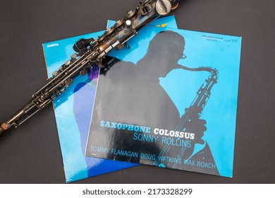 Bottrop,Germany,2022 - Vinyl Record Covers Of Famous Old Jazz Musicians