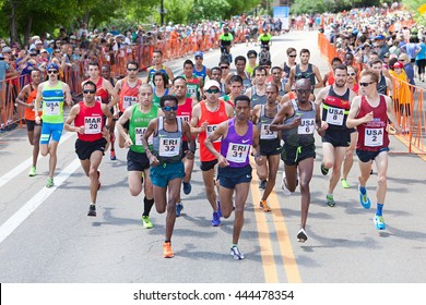 BOULDER, CO - May 30th, 2016 - Professional Runners Compete At The Bolder Boulder 10K Memorial Day Service At Colorado University's Folsom Field.