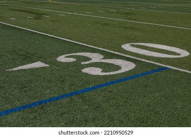 Boulder, Colorado, United States, October, 1st, 2022

This Is The 30 Yard Line On The Boulder High School Football Field.