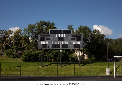 Boulder, Colorado, United States, October, 1st, 2022 

This Is The Scoreboard On The Boulder High School Football Field.