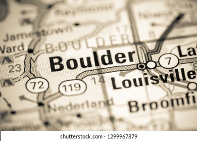 Boulder. Colorado. USA On A Map