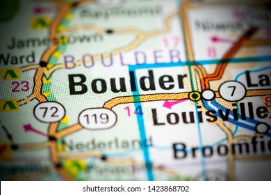 Boulder. Colorado. USA On A Map