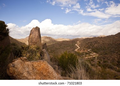 Boulders Along The Four Peaks Wilderness Road Near Phoenix, Mesa And Scottsdale Arizona In The Sonoran Desert.