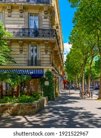 Boulevard Saint-Germain in Paris, France. Boulevard Saint-Germain is a major street in Paris. Cozy cityscape of Paris. Architecture and landmarks of Paris.