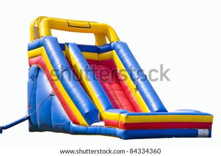 bounce house for kids with slide isolated on white