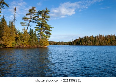 Boundary Waters Lake In Morning Sunlight During Autumn