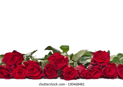 Bouquet Of Beautiful Red Roses On A White Background