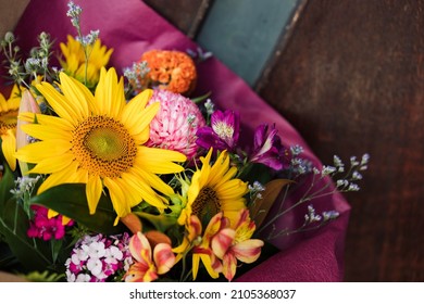 Bouquet Bunch Of Flowers Delivered To Door Step