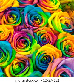 Bouquet Of Colored Roses (Rainbow Rose)