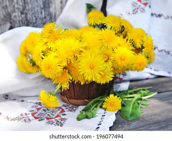 Bouquet of dandelions in a basket - Shutterstock ID 196077494