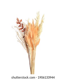 Bouquet Of Dried Flowers On White Background