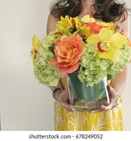 Bouquet Of Flowers And Summer Dress