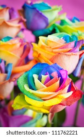 Bouquet Of Multicolored Roses (Rainbow Rose)