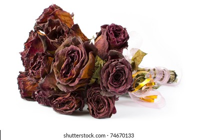 Bouquet of old roses on white background