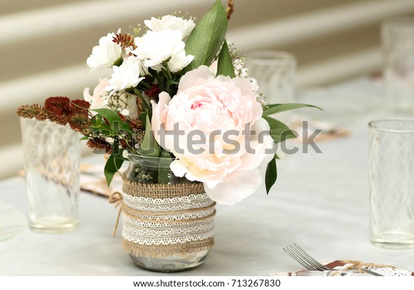 Bouquet Peonies Wedding Background Isolated Beautiful Stock Photo