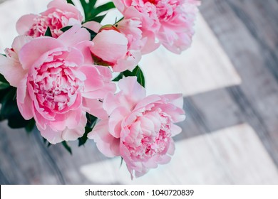 Bouquet Of Pink Peony Background