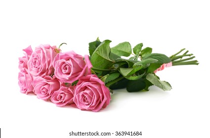 Bouquet Of Pink Roses Isolated