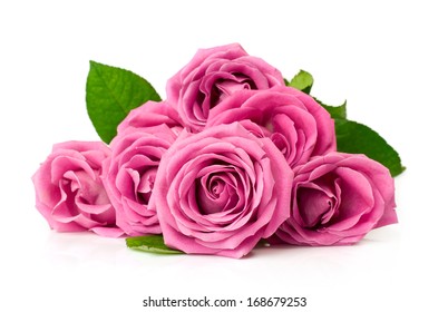 Bouquet Of Pink Roses Isolated On White