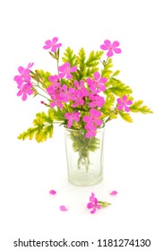 Bouquet Of Pink  Wildflowers  Isolated On White.