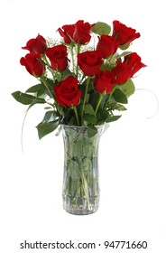 Bouquet of Red Roses Isolated on White