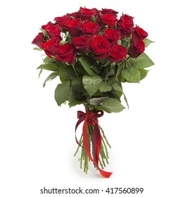 Bouquet of red roses on white background - Shutterstock ID 417560899