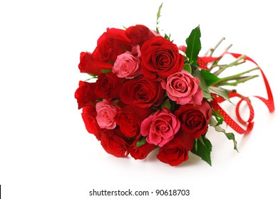 bouquet red roses ribbon on 260nw 90618703