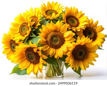 bouquet of sunflowers on a white background for interior decoration or gift - Powered by Shutterstock