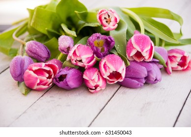Bouquet of tulips (spring flowers) - Shutterstock ID 631450043