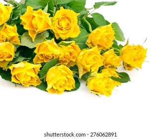 Bouquet of yellow roses isolated on white