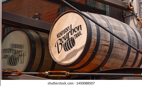 Bourbon Barrels in Louisville Kentucky - LOUISVILLE, KENTUCKY - JUNE 14, 2019
