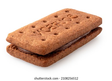 Bourbon Chocolate Cream Biscuit Isolated On White.